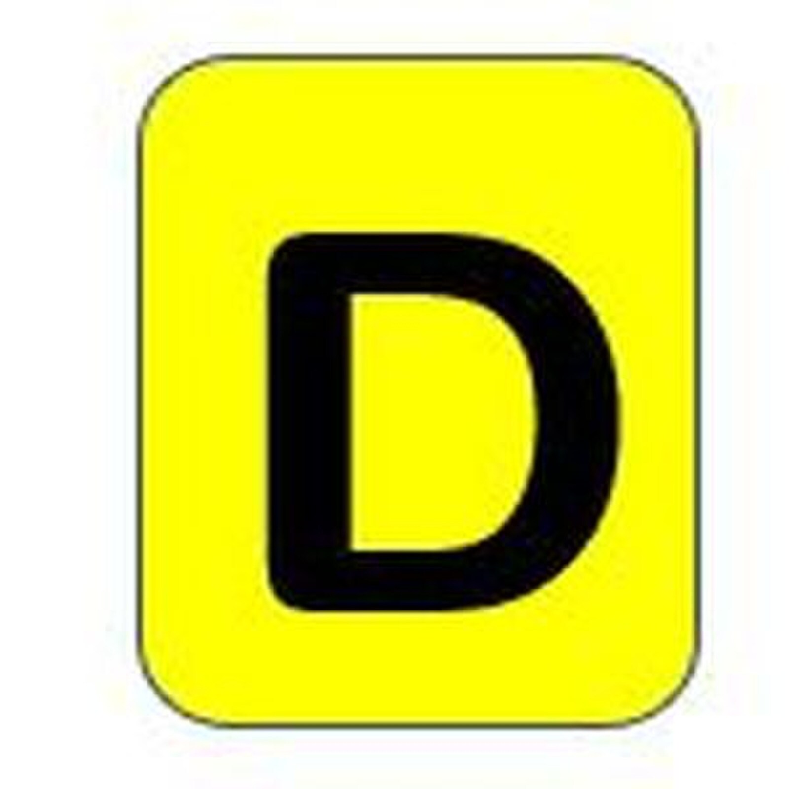 Sign black/yellow 80x51mm - Letter D